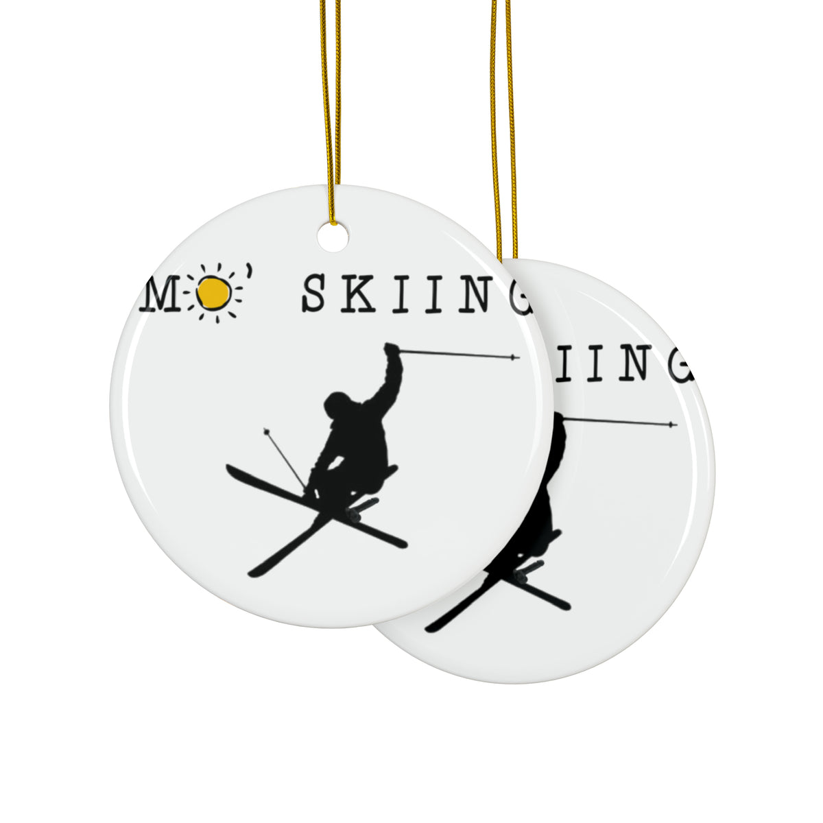 Mo' Skiing - Ceramic Ornaments (Red & Green) (1pc, 3pcs, 5pcs, 10pcs)