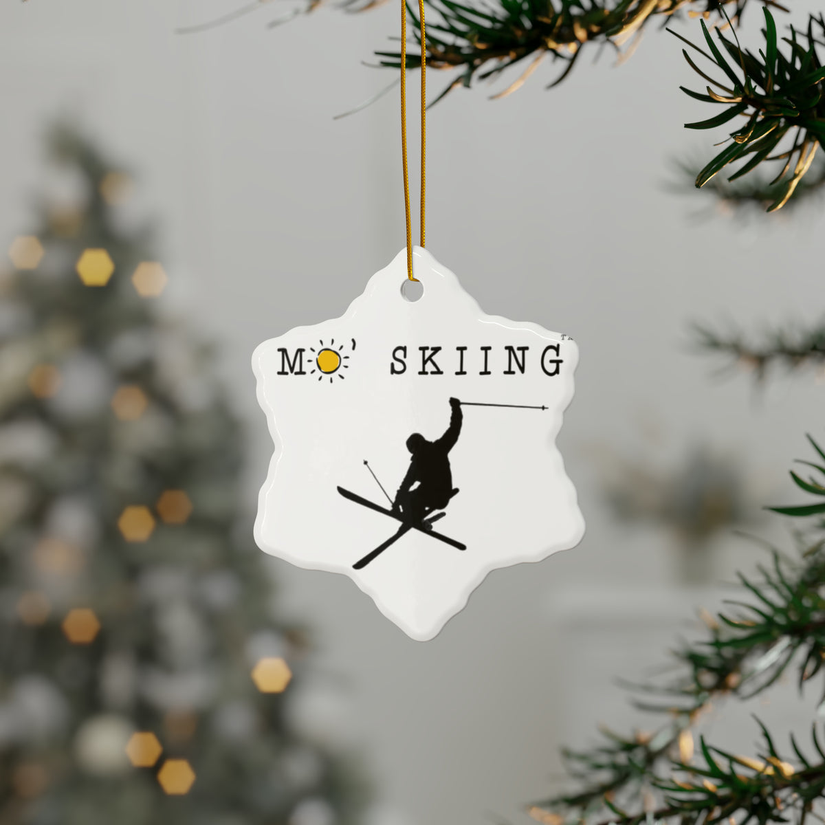 Mo' Skiing - Ceramic Ornaments (Red & Green) (1pc, 3pcs, 5pcs, 10pcs)