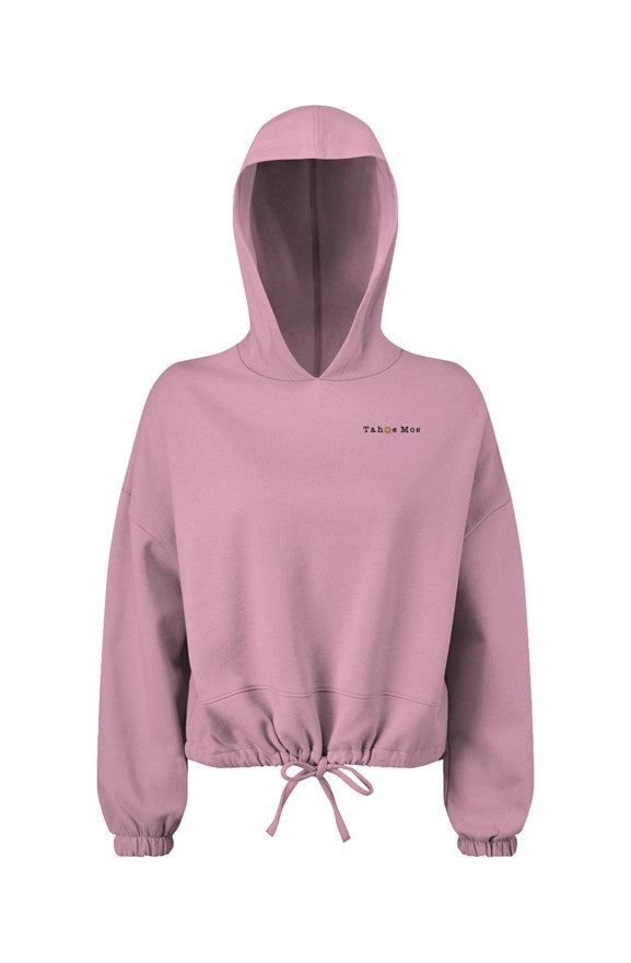 Tahoe Moe Embroidered Logo - Ladies' Cropped Oversize Hooded Sweatshirt