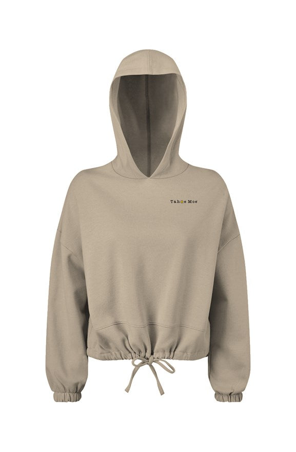 Tahoe Moe Embroidered Logo - Ladies' Cropped Oversize Hooded Sweatshirt