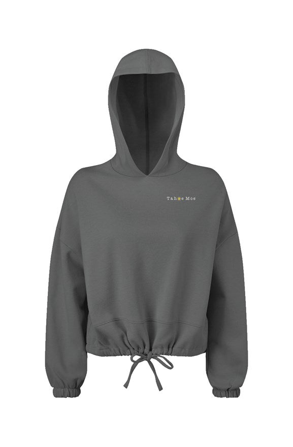 Tahoe Moe Embroidered Logo - Ladies' Cropped Oversize Hooded Sweatshirt