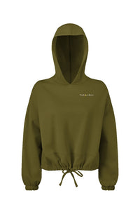 Tahoe Moe Embroidered Logo - Ladies' Cropped Oversize Hooded Sweatshirt