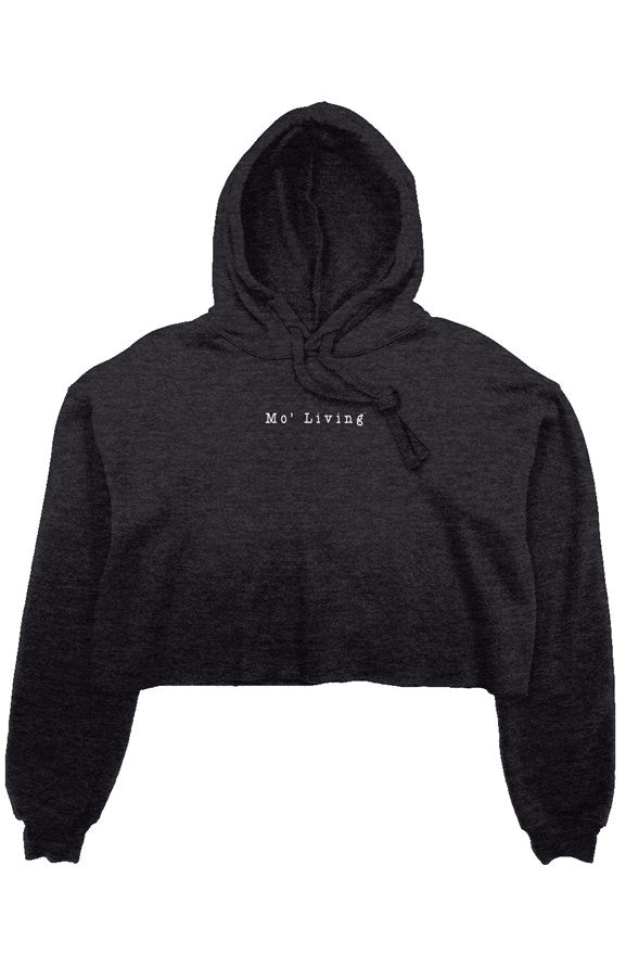 Mo' Living Embroidered - Crop Fleece Hoodie (center chest)