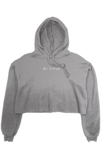 Mo' Living Embroidered - Crop Fleece Hoodie (center chest)