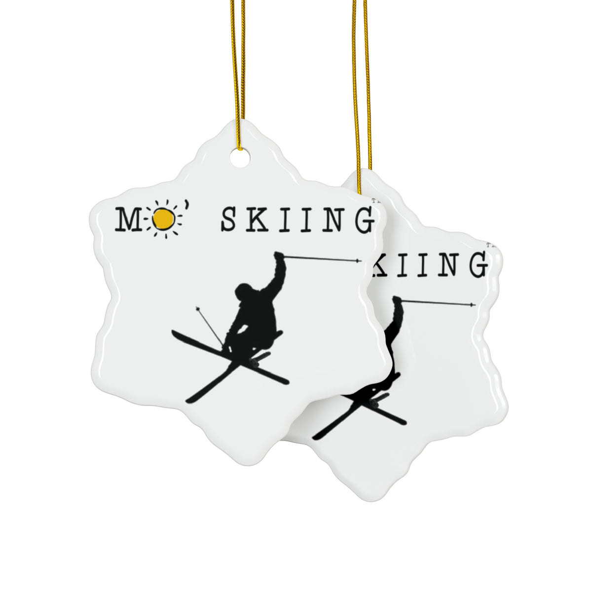 Mo' Skiing - Ceramic Ornaments (Red & Green) (1pc, 3pcs, 5pcs, 10pcs)